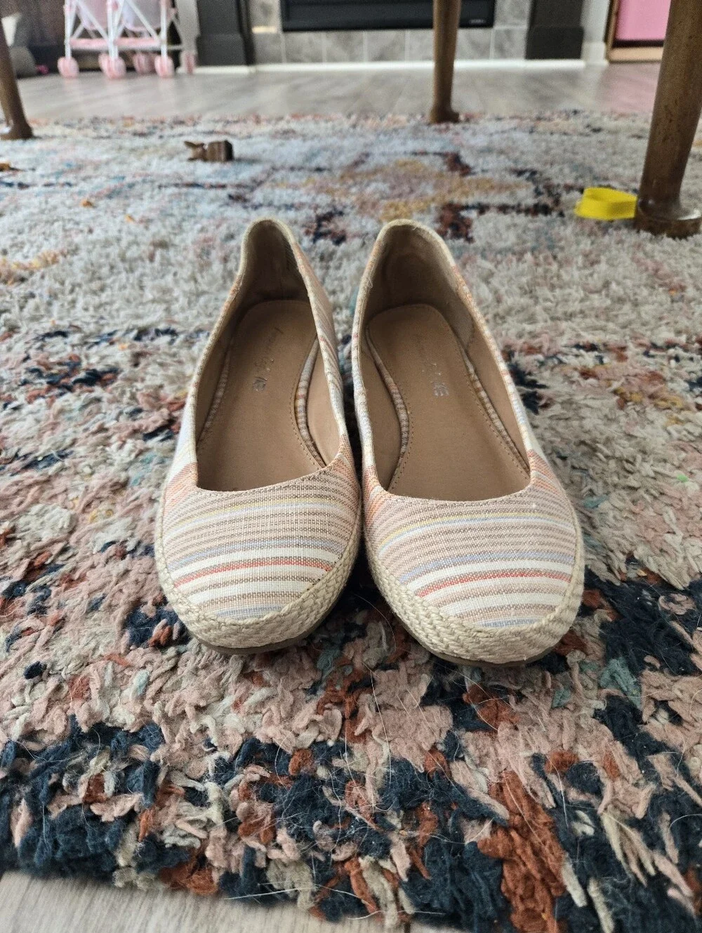 American Eagle Striped Espadrille Wedge Flats Multicolor Size 7.5